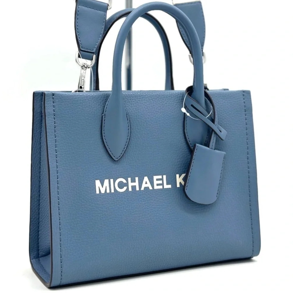 Michael Kors Mirella Small Pebbled Leather Crossbody Bag Blue Denim